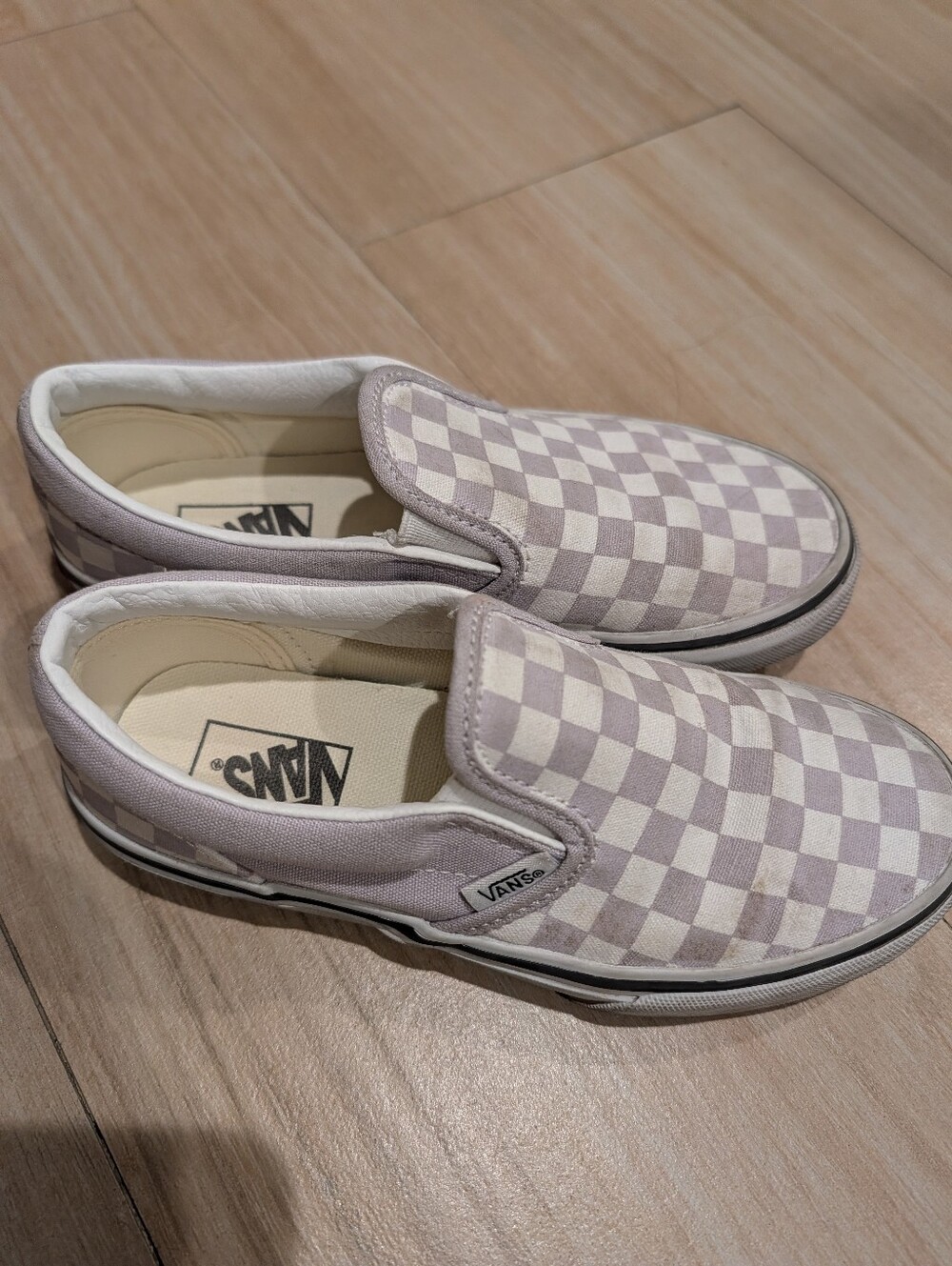 Vans checkerboard Slipons in lilac (Kids)